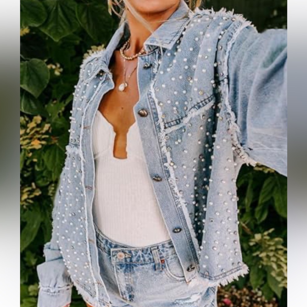 rhinestone embellished jean jacket